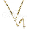 Oro Laminado Medium Rosary, Gold Filled Style Divino Niño and Crucifix Design, Polished, Golden Finish, 09.118.0014.24