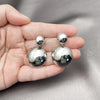 Rhodium Plated Dangle Earring, Hollow and Ball Design, Polished, Rhodium Finish, 02.411.0042.1