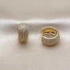 Oro Laminado Huggie Hoop, Gold Filled Style with White Micro Pave, Polished, Golden Finish, 02.195.0354.16