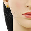 Oro Laminado Stud Earring, Gold Filled Style Ball Design, Polished, Golden Finish, 02.342.0321