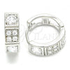 Sterling Silver Huggie Hoop, with White Cubic Zirconia, Polished, Rhodium Finish, 02.332.0051.15