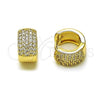 Oro Laminado Huggie Hoop, Gold Filled Style with White Micro Pave, Polished, Golden Finish, 02.213.0710.12