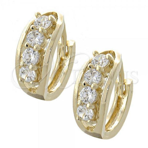 Oro Laminado Huggie Hoop, Gold Filled Style with White Cubic Zirconia, Polished, Golden Finish, 5.130.006.2