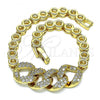 Oro Laminado Fancy Bracelet, Gold Filled Style with White Micro Pave, Polished, Golden Finish, 03.283.0092.07