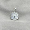 Sterling Silver Fancy Pendant, Tree Design, with Bermuda Blue Opal, Polished, Silver Finish, 05.410.0004.1