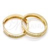Oro Laminado Huggie Hoop, Gold Filled Style with White Micro Pave, Polished, Golden Finish, 02.167.0002.30