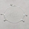 Sterling Silver Fancy Anklet, Star Design, Polished, Silver Finish, 03.409.0061.10