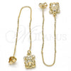 Oro Laminado Threader Earring, Gold Filled Style Elephant Design, Polished, Golden Finish, 02.65.2494