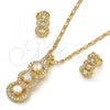 Gold Tone Earring and Pendant Adult Set, with White Cubic Zirconia and White Micro Pave, Polished, Golden Finish, 10.199.0070.GT