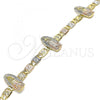 Oro Laminado Fancy Bracelet, Gold Filled Style Guadalupe Design, Polished, Tricolor, 03.380.0074.1.08