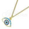 Oro Laminado Pendant Necklace, Gold Filled Style Evil Eye Design, Multicolor Enamel Finish, Golden Finish, 04.362.0015.20
