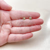 Oro Laminado Stud Earring, Gold Filled Style Puff Mariner Design, Polished, Golden Finish, 02.213.0825