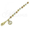 Oro Laminado Charm Bracelet, Gold Filled Style San Judas and Crucifix Design, Diamond Cutting Finish, Tricolor, 03.253.0090.08