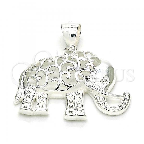 Sterling Silver Fancy Pendant, Elephant Design, Polished,, 05.398.0013