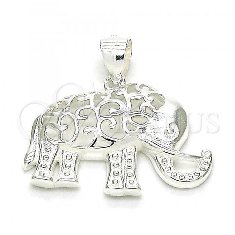 Sterling Silver Fancy Pendant, Elephant Design, Polished,, 05.398.0013