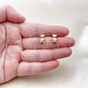 Oro Laminado Stud Earring, Gold Filled Style Teddy Bear Design, with Ivory Pearl, Polished, Golden Finish, 02.341.0257