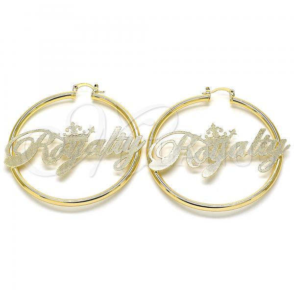 Oro Laminado Large Hoop, Gold Filled Style Nameplate Design, Polished, Golden Finish, 02.63.2681.60