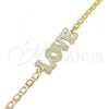 Oro Laminado Fancy Bracelet, Gold Filled Style Nameplate and Love Design, Polished, Golden Finish, 03.63.1968.08