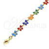 Oro Laminado Fancy Bracelet, Gold Filled Style Butterfly Design, Multicolor Enamel Finish, Golden Finish, 03.386.0010.07