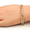Oro Laminado Basic Bracelet, Gold Filled Style Figaro Design, Polished, Golden Finish, 5.222.013.08