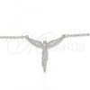 Sterling Silver Pendant Necklace, Angel Design, with White Micro Pave, Polished, Rhodium Finish, 04.336.0009.16