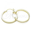 Oro Laminado Medium Hoop, Gold Filled Style with White Micro Pave, Polished, Golden Finish, 02.185.0005.30