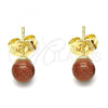 Oro Laminado Stud Earring, Gold Filled Style Ball Design, Polished, Golden Finish, 02.63.2118.4