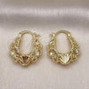 Oro Laminado Small Hoop, Gold Filled Style Heart Design, Diamond Cutting Finish, Golden Finish, 02.261.0027.25