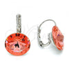 Rhodium Plated Leverback Earring, with Light Siam Swarovski Crystals, Polished, Rhodium Finish, 02.239.0005.1