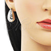 Oro Laminado Stud Earring, Gold Filled Style Chunky Design, Polished, Rhodium Finish, 02.122.0122.1