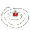 Rhodium Plated Pendant Necklace, Flower and Box Design, with Padparadscha Swarovski Crystals and White Cubic Zirconia, Polished, Rhodium Finish, 04.239.0020.16