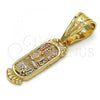 Oro Laminado Fancy Pendant, Gold Filled Style Elephant and Owl Design, Polished, Tricolor, 05.120.0081.1