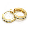 Oro Laminado Huggie Hoop, Gold Filled Style with White Cubic Zirconia, Polished, Golden Finish, 02.99.0029.3.20