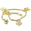 Oro Laminado Charm Bracelet, Gold Filled Style Butterfly Design, Polished, Golden Finish, 03.179.0062.07