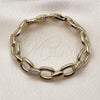 Oro Laminado Tennis Bracelet, Gold Filled Style Paperclip Design, with White Cubic Zirconia, Polished, Golden Finish, 03.283.0456.07