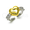 Oro Laminado Multi Stone Ring, Gold Filled Style Heart Design, with White Cubic Zirconia, Polished, Two Tone, 01.341.0154