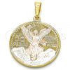 Oro Laminado Religious Pendant, Gold Filled Style Centenario Coin Design, Polished, Tricolor, 05.351.0015.1