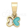 Oro Laminado Fancy Pendant, Gold Filled Style Butterfly Design, Blue Enamel Finish, Golden Finish, 05.163.0063.5