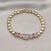 Oro Laminado Fancy Bracelet, Gold Filled Style with Pink Cubic Zirconia and White Micro Pave, Polished, Golden Finish, 03.283.0314.07