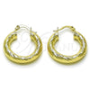 Oro Laminado Medium Hoop, Gold Filled Style Hollow Design, Diamond Cutting Finish, Golden Finish, 02.170.0311.25