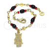 Oro Laminado Charm Bracelet, Gold Filled Style Owl Design, Polished, Golden Finish, 03.213.0084.07