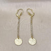 Oro Laminado Long Earring, Gold Filled Style with  Cubic Zirconia, Golden Finish, 5.068.004