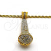Gold Tone Pendant Necklace, Rope Design, with White Crystal, Polished, Golden Finish, 04.242.0003.30GT