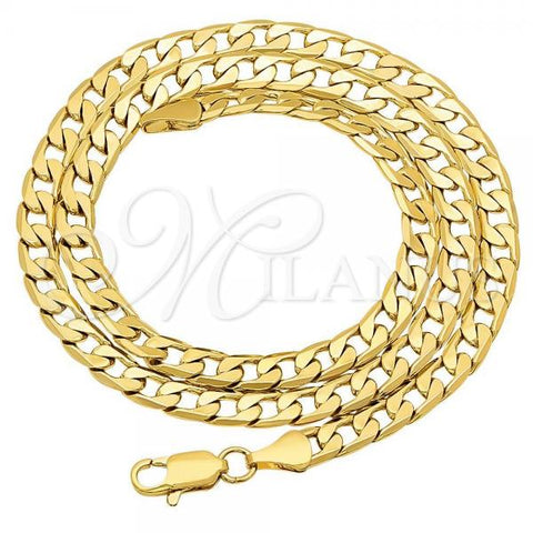 Oro Laminado Basic Necklace, Gold Filled Style Curb Design, Polished, Golden Finish, 5.222.004.18