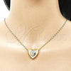 Oro Laminado Pendant Necklace, Gold Filled Style Heart and Guadalupe Design, Polished, Golden Finish, 04.253.0030.18