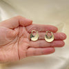 Oro Laminado Small Hoop, Gold Filled Style Greek Key Design, Diamond Cutting Finish, Golden Finish, 5.149.040.20