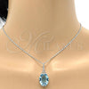 Rhodium Plated Pendant Necklace, Pave Mariner Design, with Aquamarine Swarovski Crystals, Polished, Rhodium Finish, 04.239.0025.2.16
