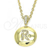 Oro Laminado Fancy Pendant, Gold Filled Style Initials Design, with White Cubic Zirconia, Polished, Golden Finish, 05.341.0018