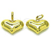 Oro Laminado Dangle Earring, Gold Filled Style Heart and Hollow Design, Polished, Golden Finish, 02.341.0214