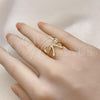 Oro Laminado Elegant Ring, Gold Filled Style Bow Design, Diamond Cutting Finish, Golden Finish, 01.60.0025